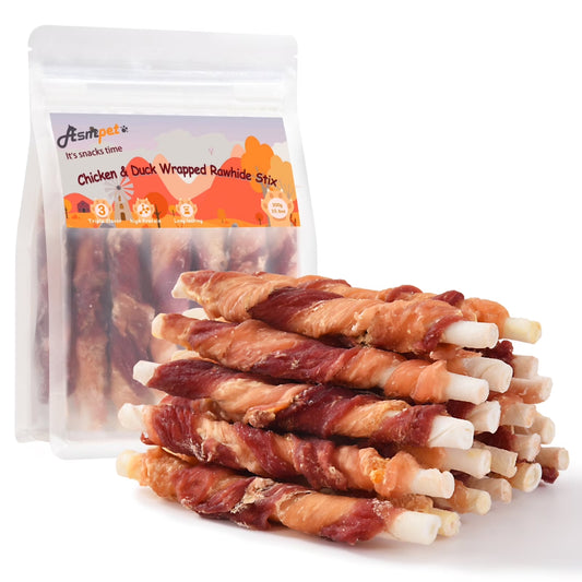 Rawhide Dog Chew, Natural Chicken and Duck Wrap Long-Lasting Treat for Dog, 11 Oz.