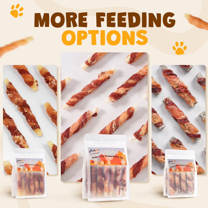 Rawhide Dog Chew, Natural Chicken and Duck Wrap Long-Lasting Treat for Dog, 11 Oz.