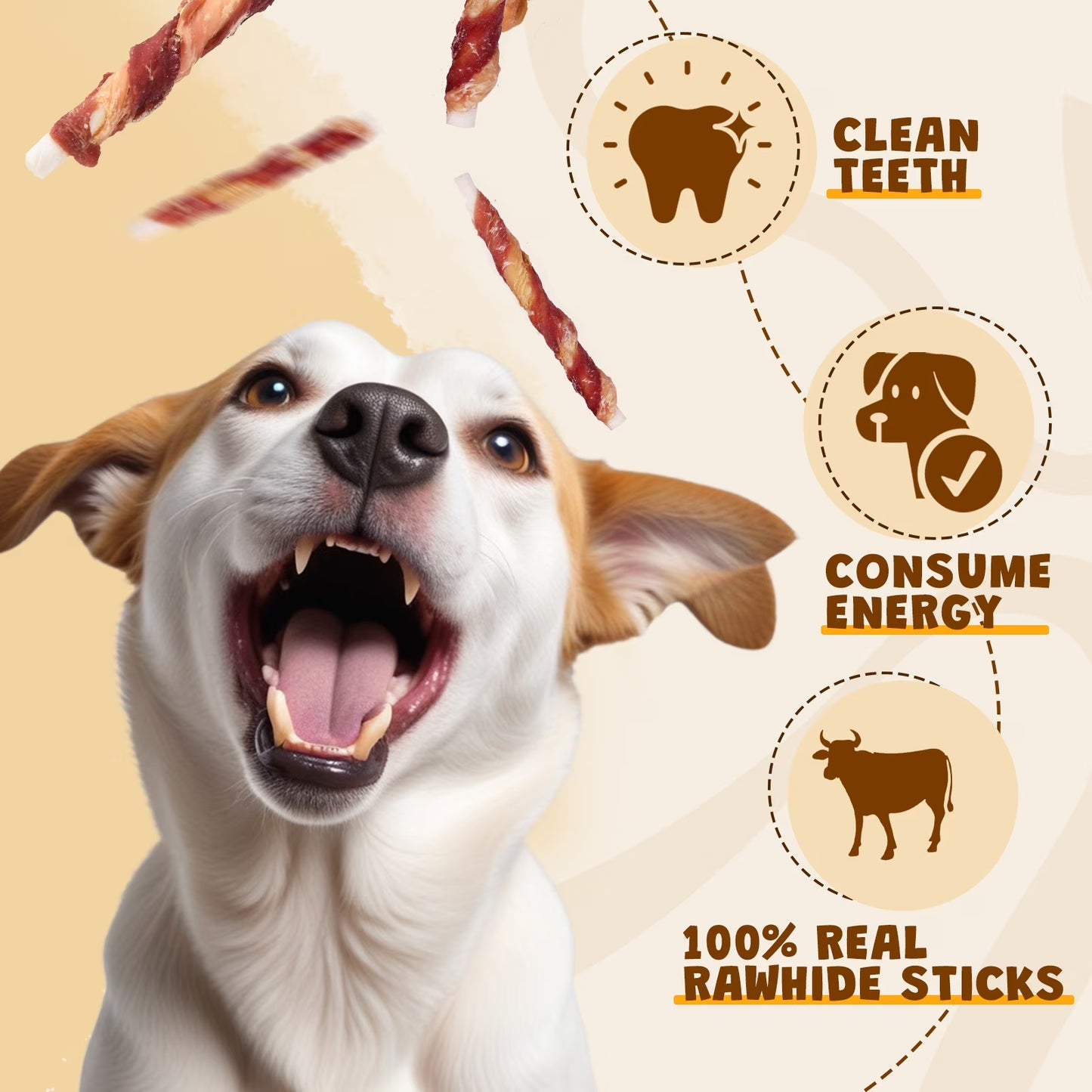 Rawhide Dog Chew, Natural Chicken and Duck Wrap Long-Lasting Treat for Dog, 11 Oz.