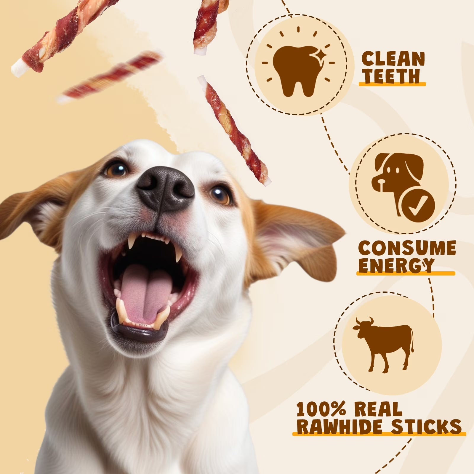 Rawhide Dog Chew, Natural Chicken and Duck Wrap Long-Lasting Treat for Dog, 11 Oz.