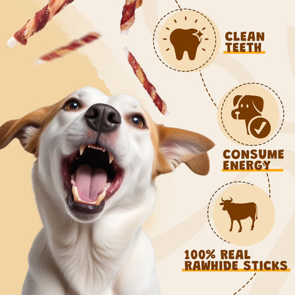 Rawhide Dog Chew, Natural Chicken and Duck Wrap Long-Lasting Treat for Dog, 11 Oz.